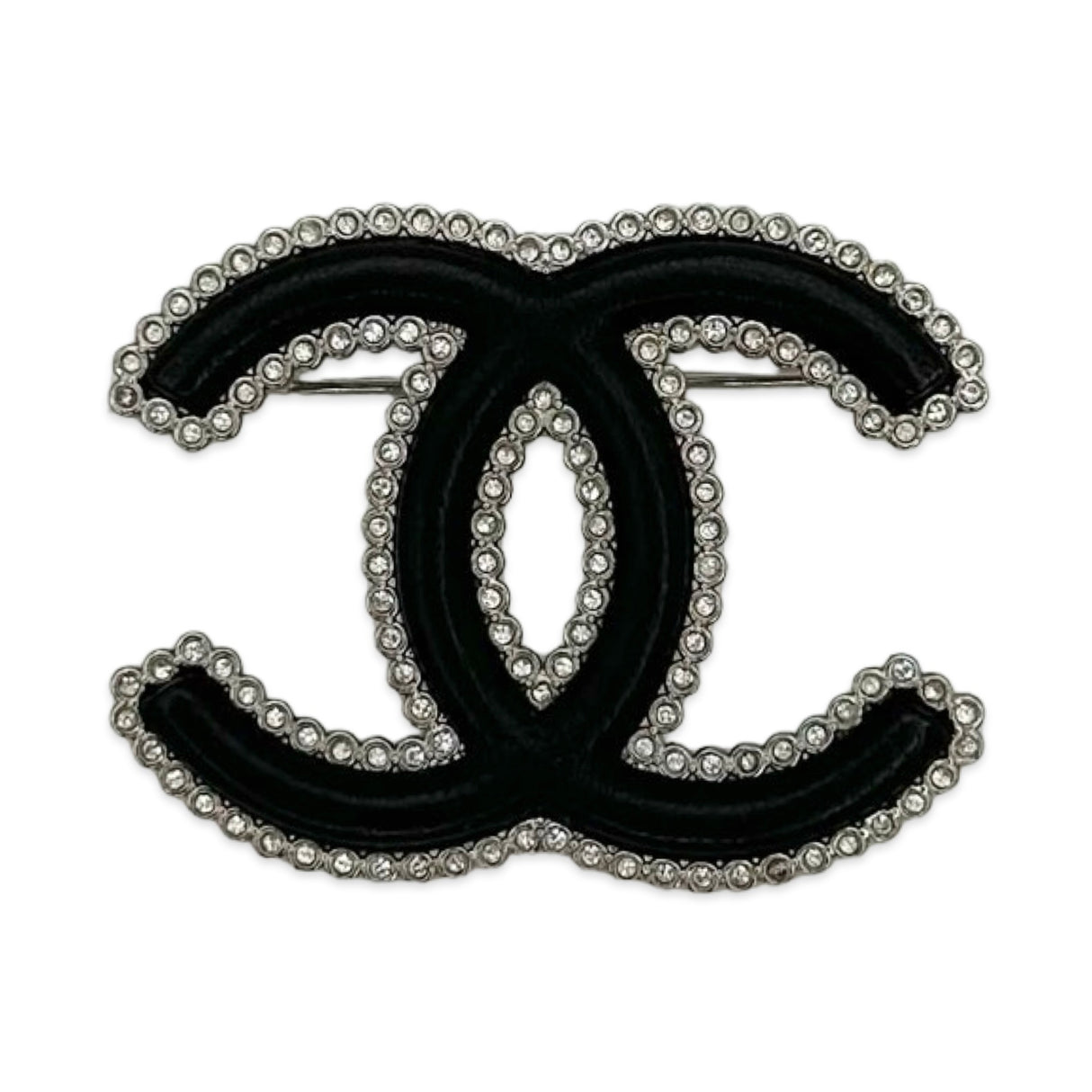 Crystal CC Leather Brooch