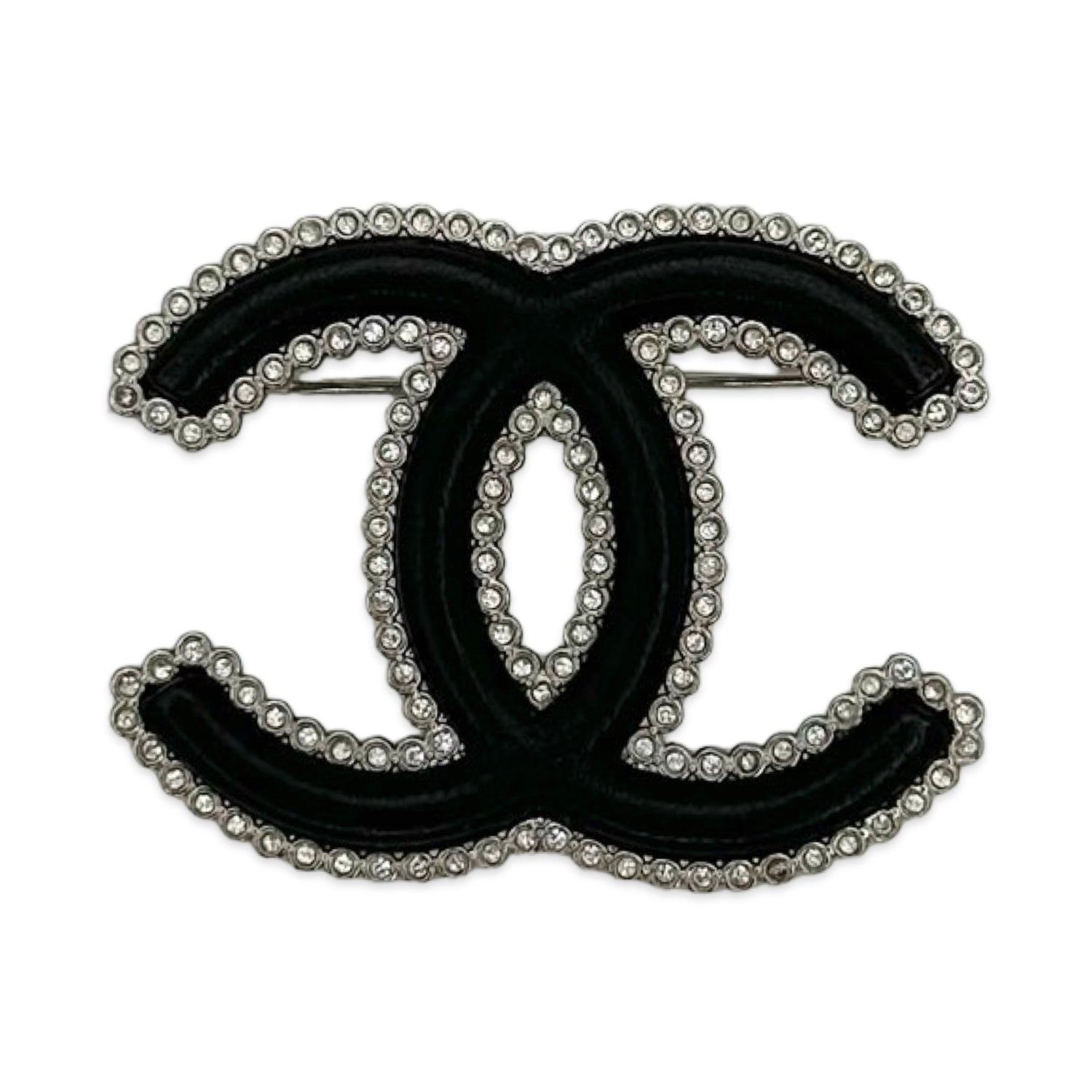 Crystal CC Leather Brooch