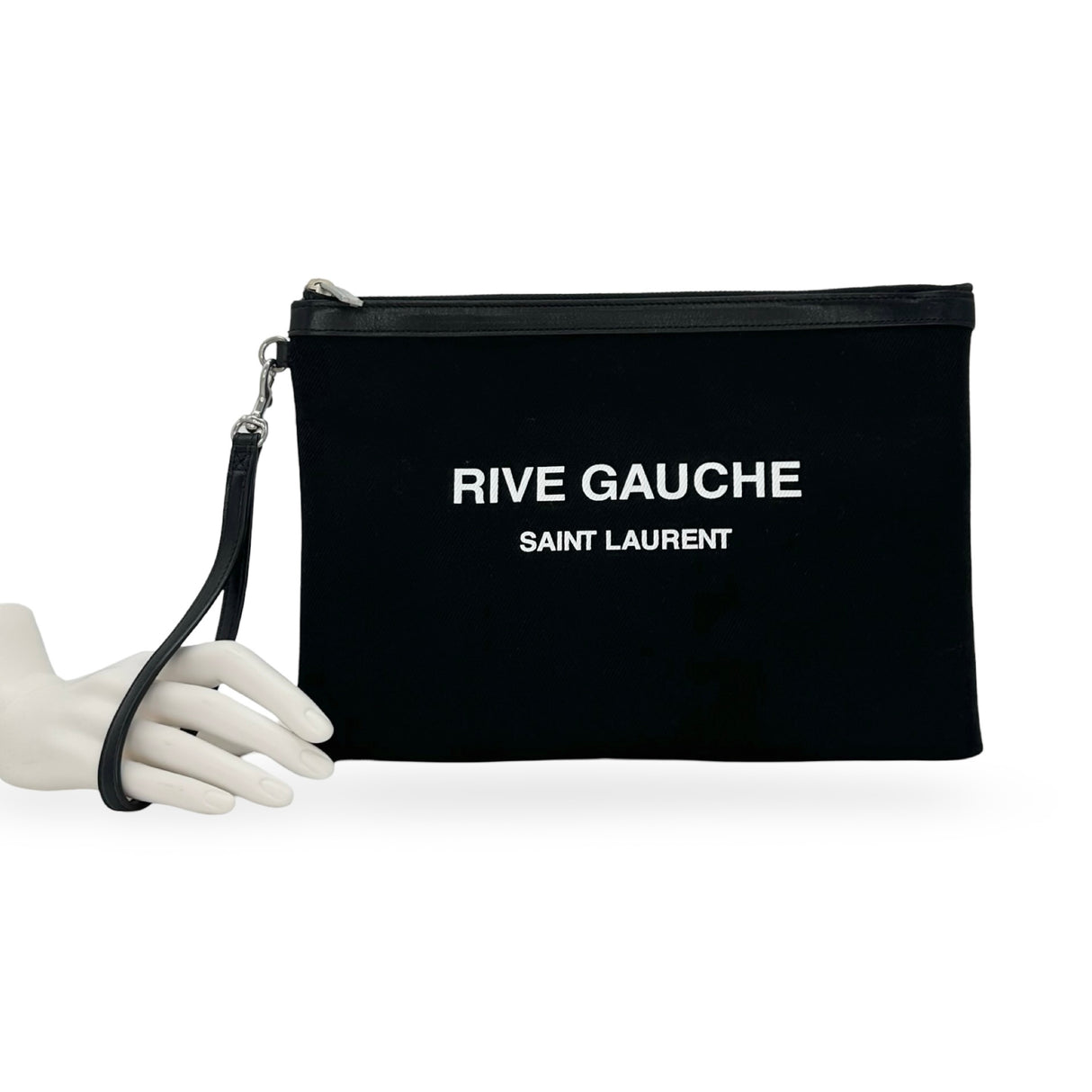 SAINT LAURENT: Canvas Rive Gauche Wristlet