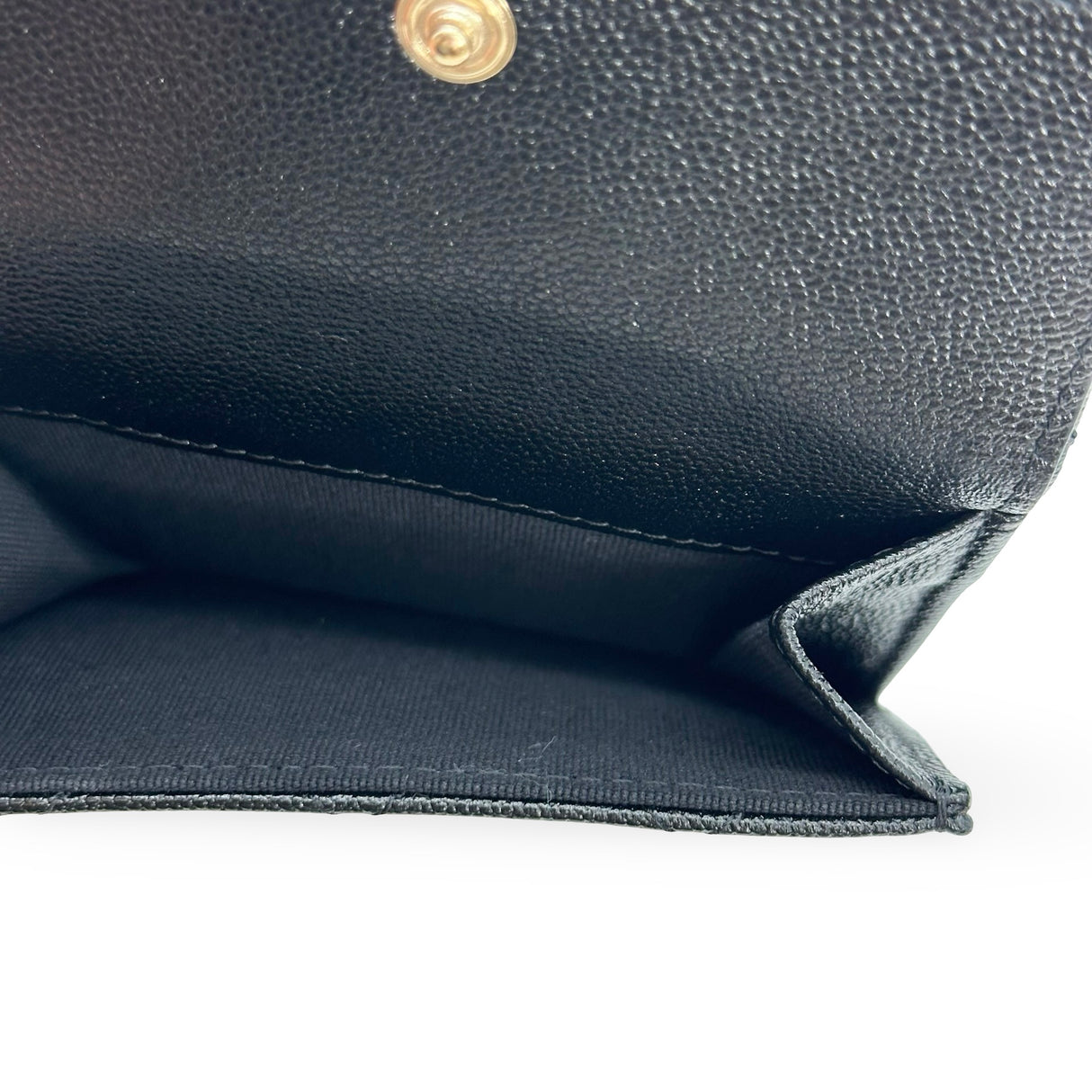 CHANEL: Quilted Caviar Small Double Wallet
