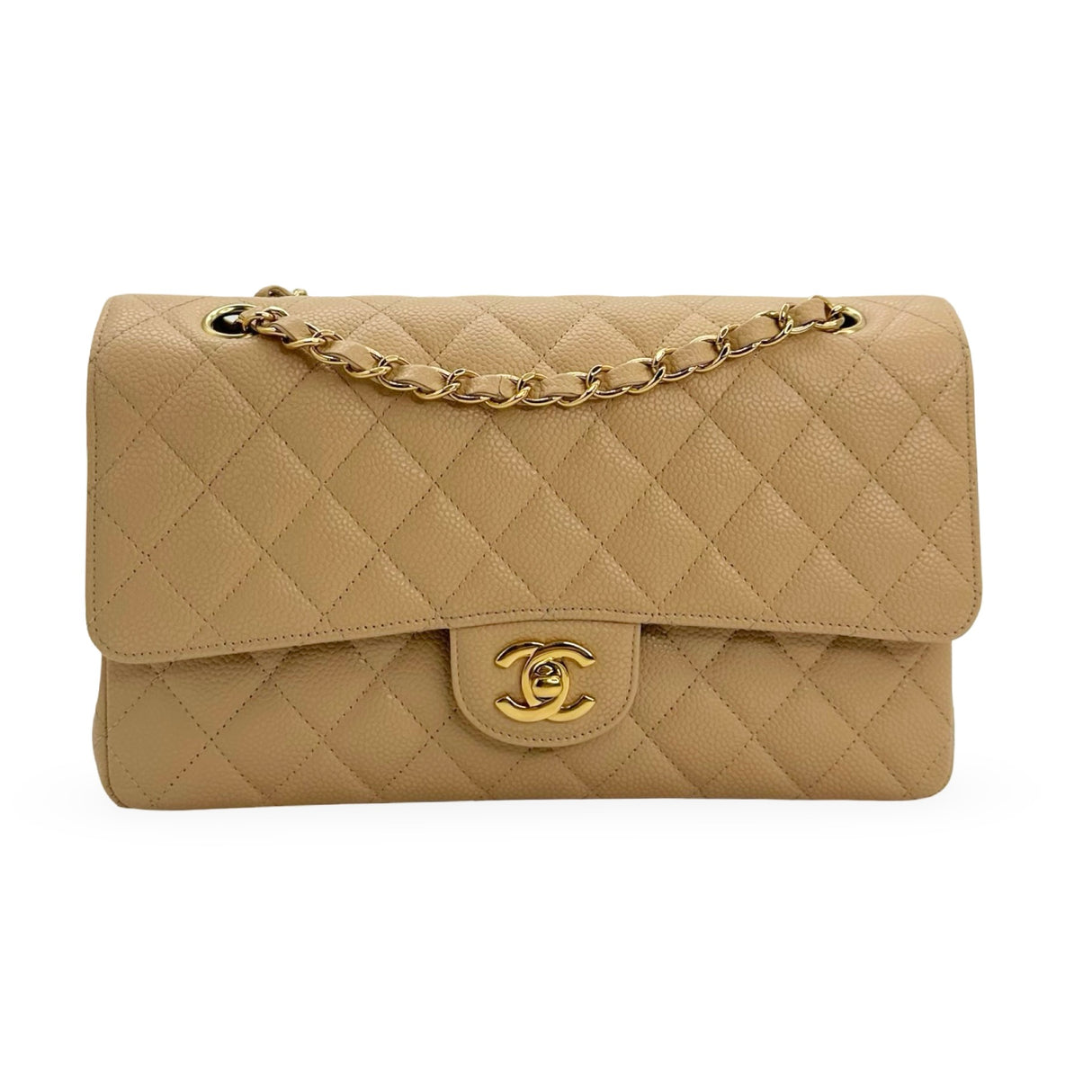 CHANEL: Quilted Caviar Medium Classic Double Flap