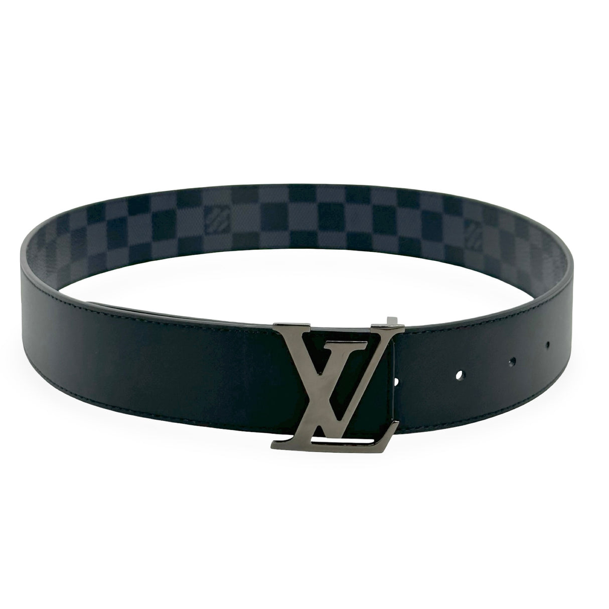 LOUIS VUITTON: Damier Graphite Initiales Reversible Belt