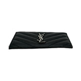 SAINT LAURENT: Quilted Grain de Poudre Fragments Zip Card Case