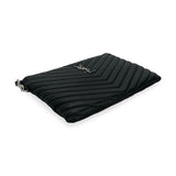 SAINT LAURENT: Quilted Leather Lou Small Pouch Wristlet