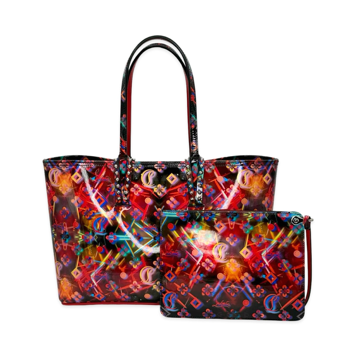 Patent Discolaser Spiked Cabata Tote