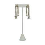 CHANEL: Crystal CC Star Chain Drop Earrings