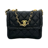 Quilted Calfskin Chain Top Handle Square Flap Bag