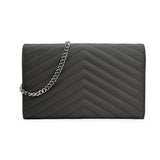 SAINT LAURENT: Quilted Grain de Poudre Classic Monogram Chain Wallet