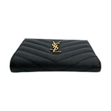 SAINT LAURENT: Quilted Grain de Poudre Cassandre Bifold Wallet