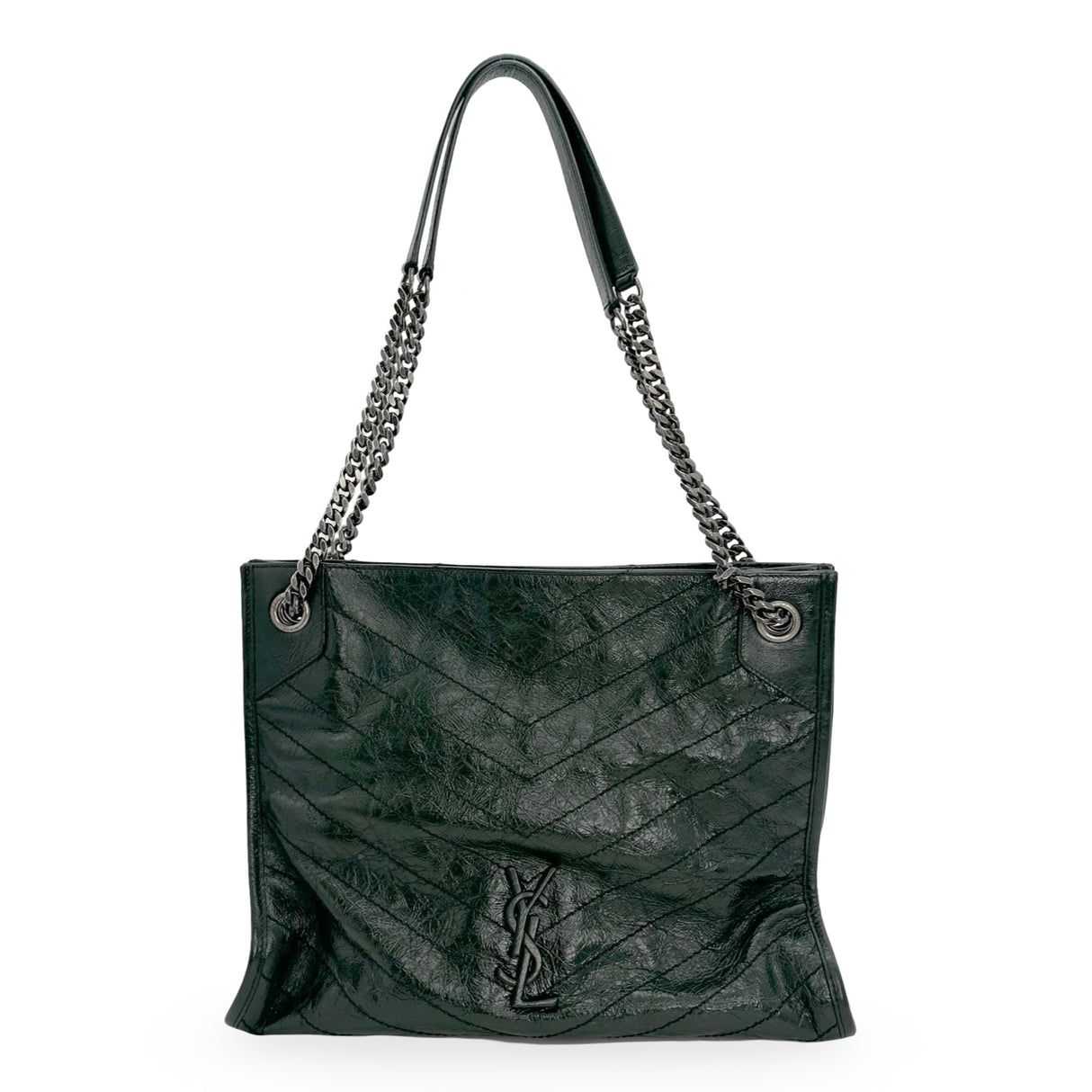 SAINT LAURENT: Crinkle Leather Niki Shopper Tote