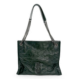 SAINT LAURENT: Crinkle Leather Niki Shopper Tote