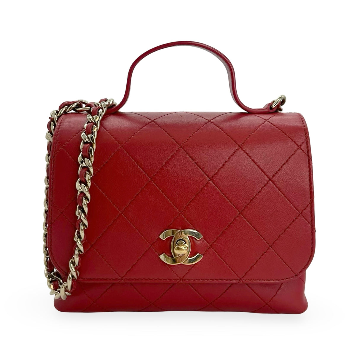 CHANEL: Quilted Calfskin Small Double Pocket Top Handle Flap Bag