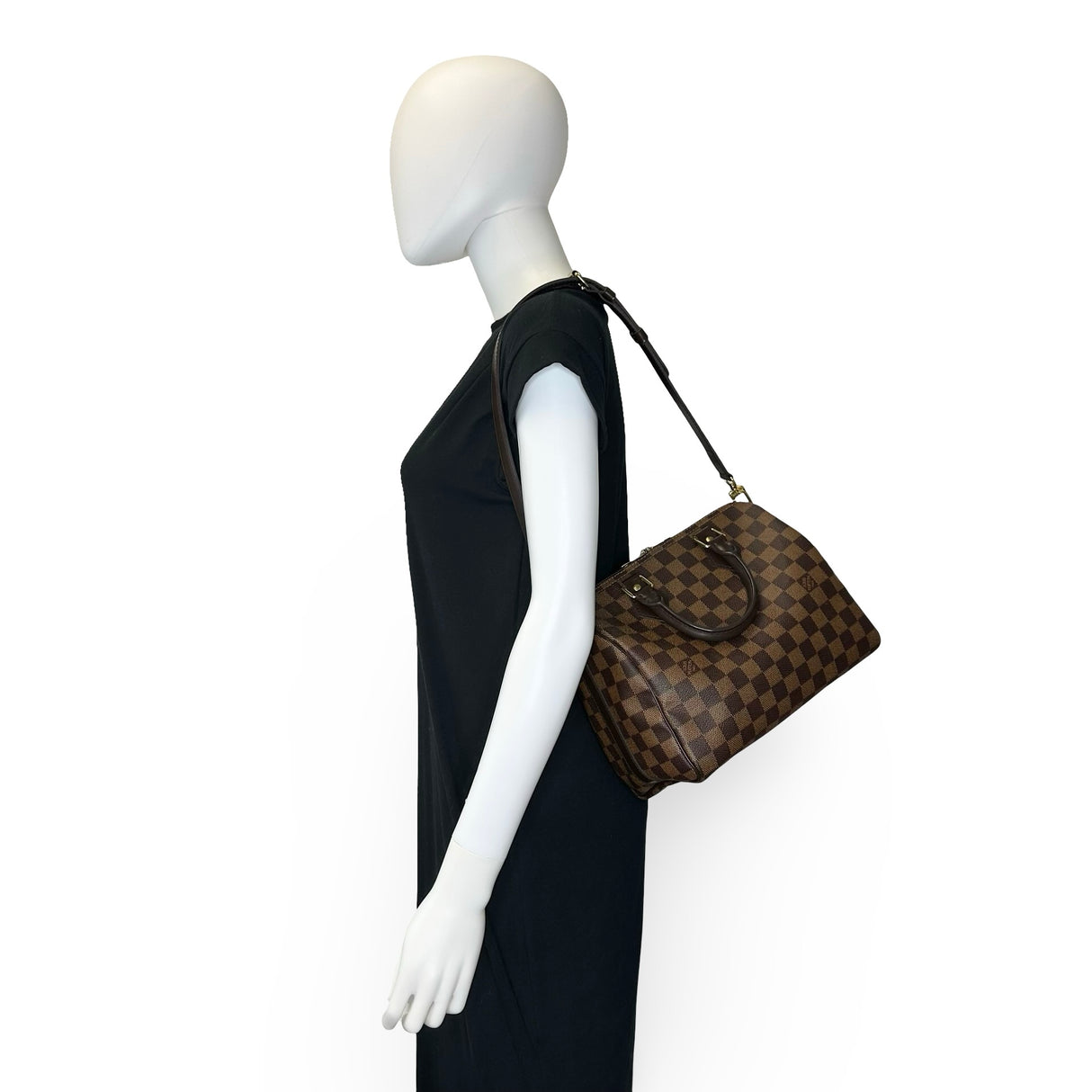 LOUIS VUITTON: Damier Ebene Speedy Bandouliere 25
