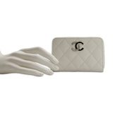Quilted Caviar Crystal CC Zip Coin Purse