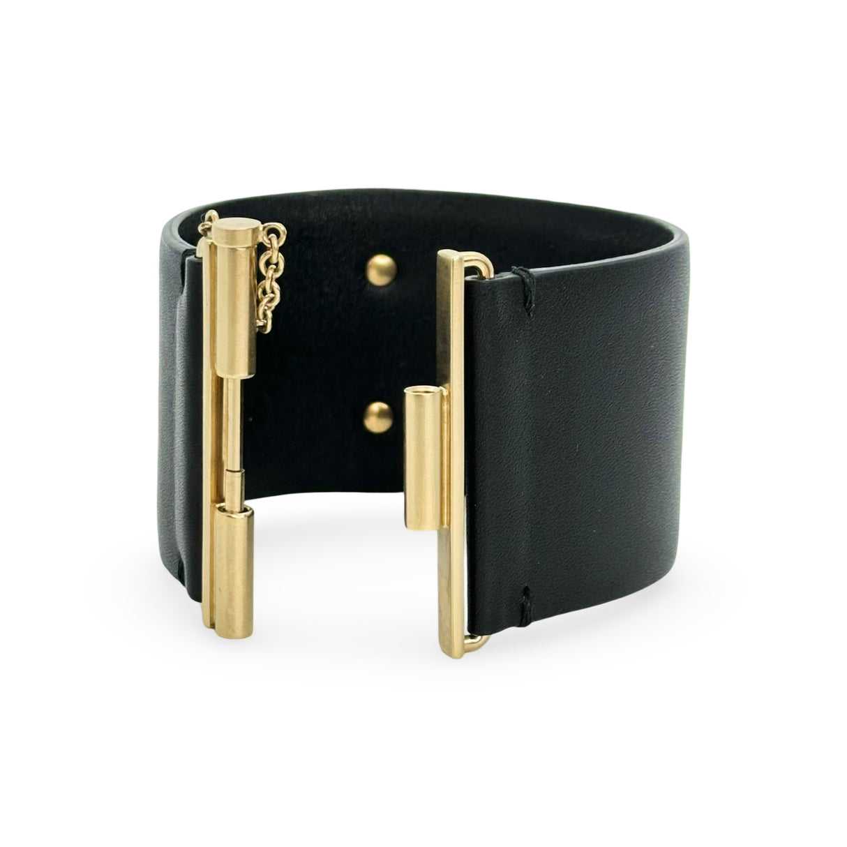 CHANEL: CC Leather Wide Cuff