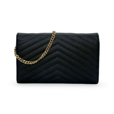 SAINT LAURENT: Grain de Poudre Classic Chain Wallet