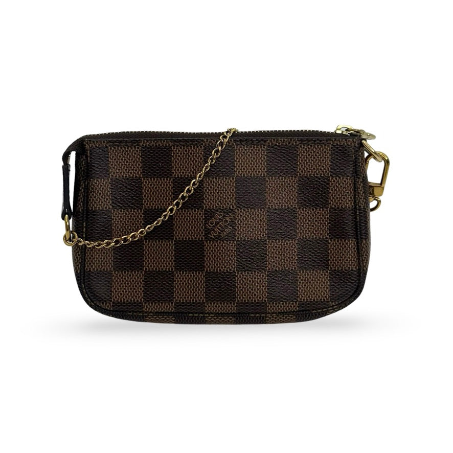 LOUIS VUITTON: Damier Ebene Mini Pochette Accessoires