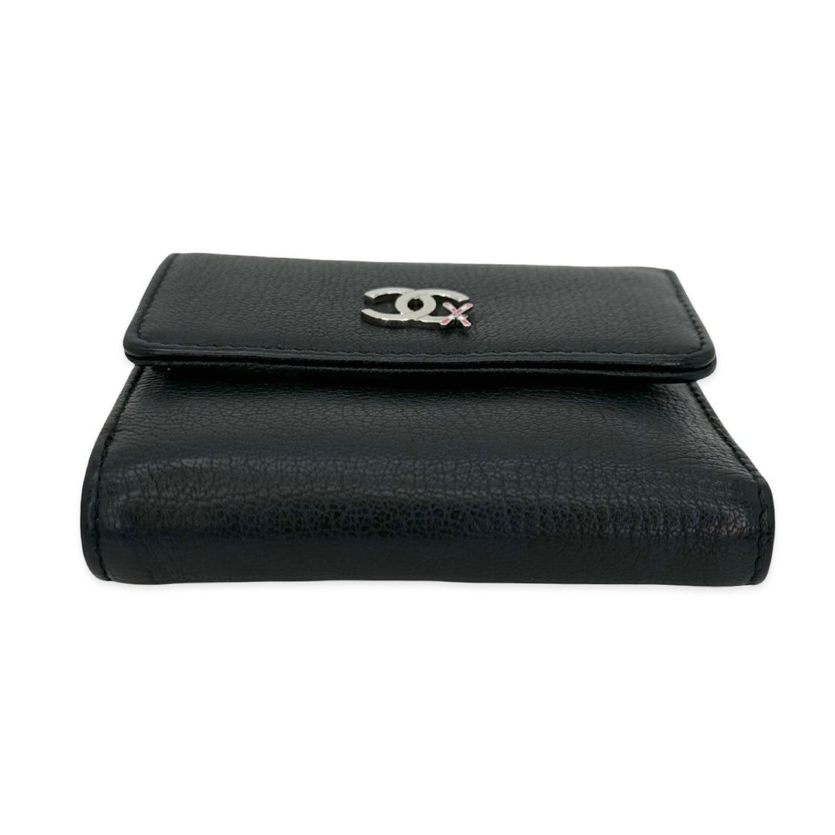 CHANEL: Leather Coco Mark Ski Compact Wallet