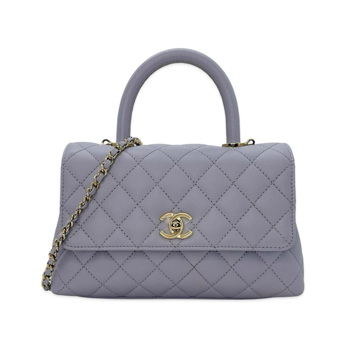 CHANEL: Quilted Caviar Mini Coco Top Handle