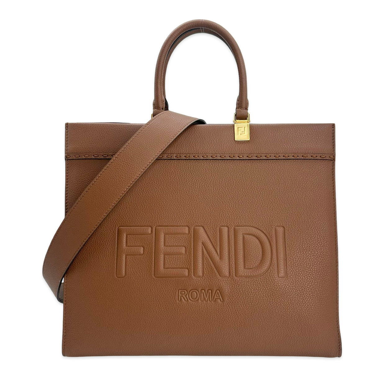 FENDI: Grained Leather Medium Sunshine Tote