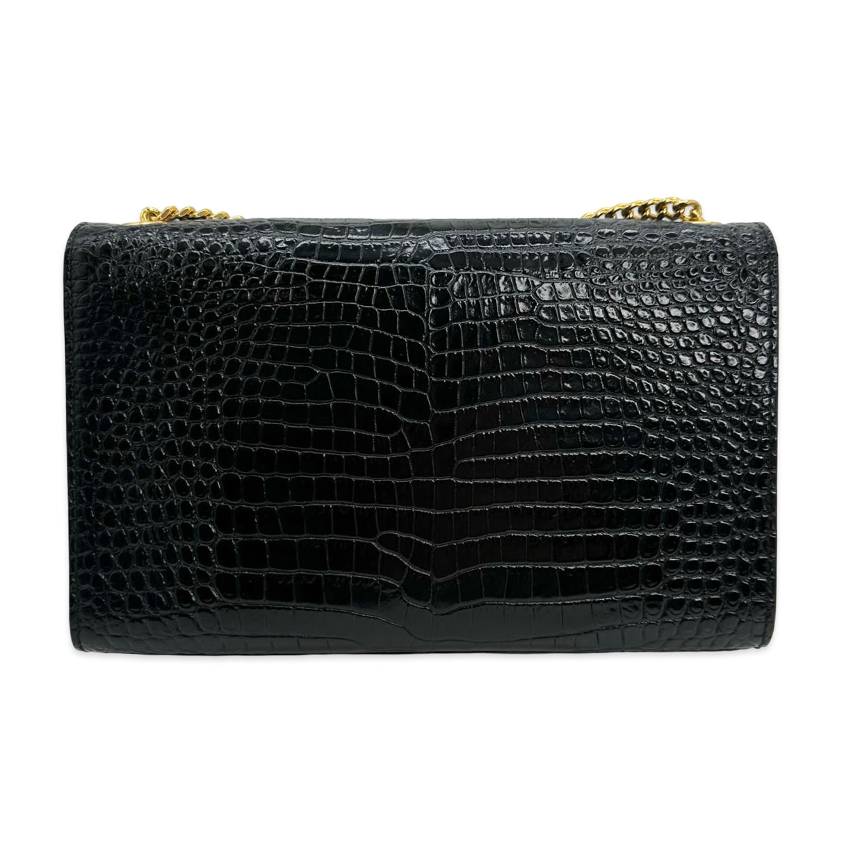 SAINT LAURENT: Croc Embossed Medium Tassel Kate Bag