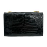 SAINT LAURENT: Croc Embossed Medium Tassel Kate Bag