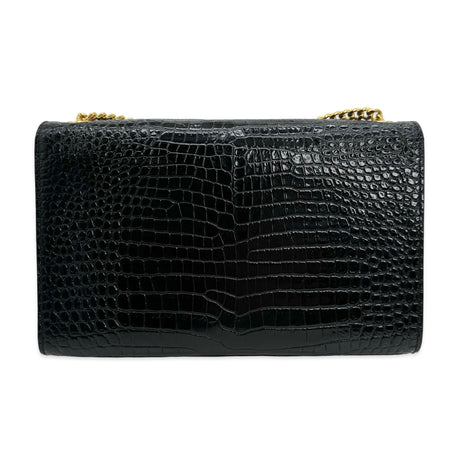 SAINT LAURENT: Croc Embossed Medium Tassel Kate Bag