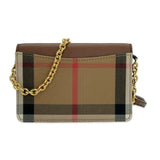 BURBERRY: Grained Leather Hampshire Check Crossbody