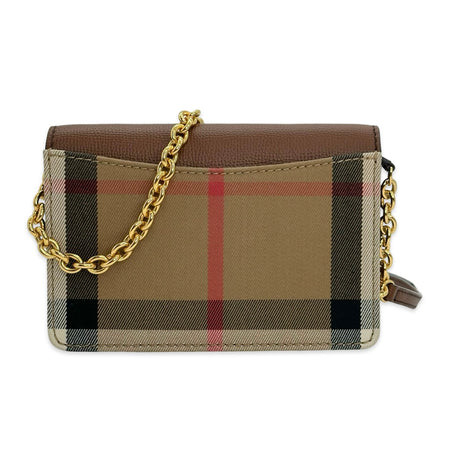 BURBERRY: Grained Leather Hampshire Check Crossbody
