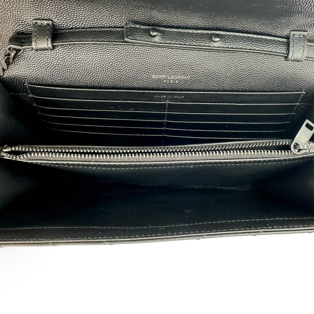 SAINT LAURENT: Grain de Poudre Classic Monogram Chain Wallet
