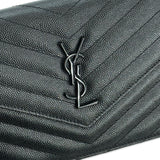 SAINT LAURENT: Quilted Grain de Poudre Small Cassandre Envelope Chain Wallet