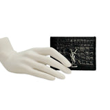SAINT LAURENT: Croc Embossed Cassandre Card Case