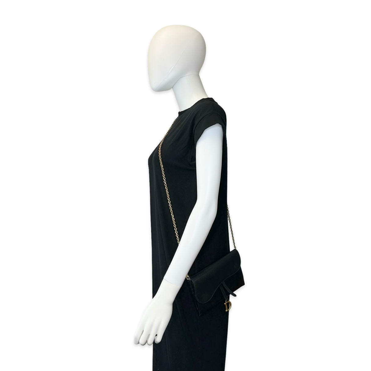 CHRISTIAN DIOR: Calfskin Long Saddle Wallet with Chain