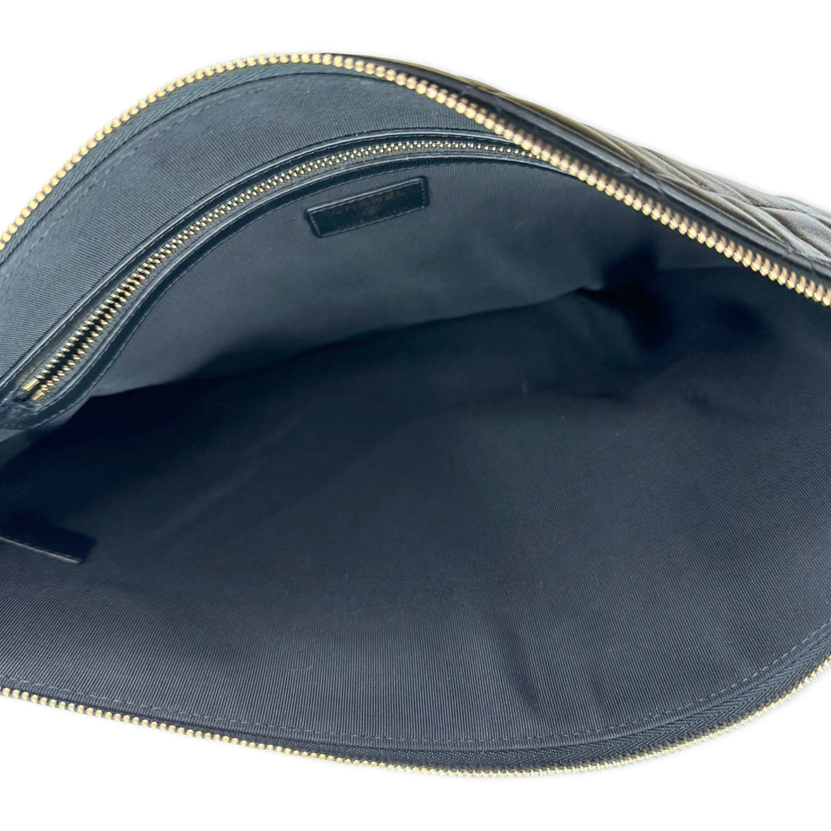 CHANEL: Printed Lambskin Floral Large Zip Pouch