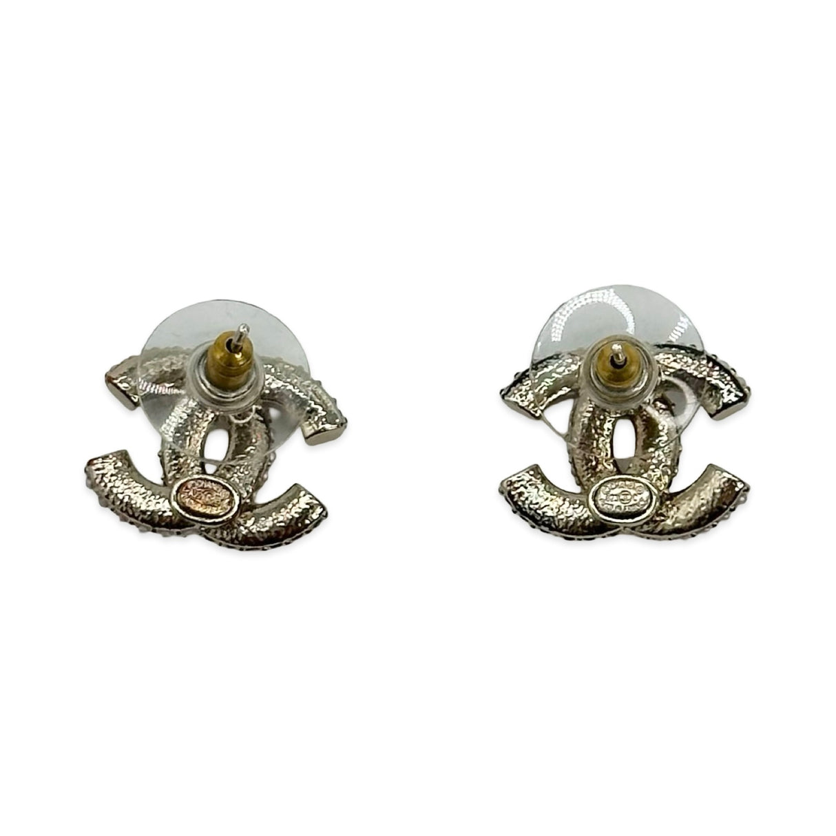 CHANEL: CC Crystal Pearl Post Earrings