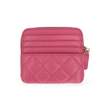 CHANEL: Quilted Caviar Compact Zip Wallet