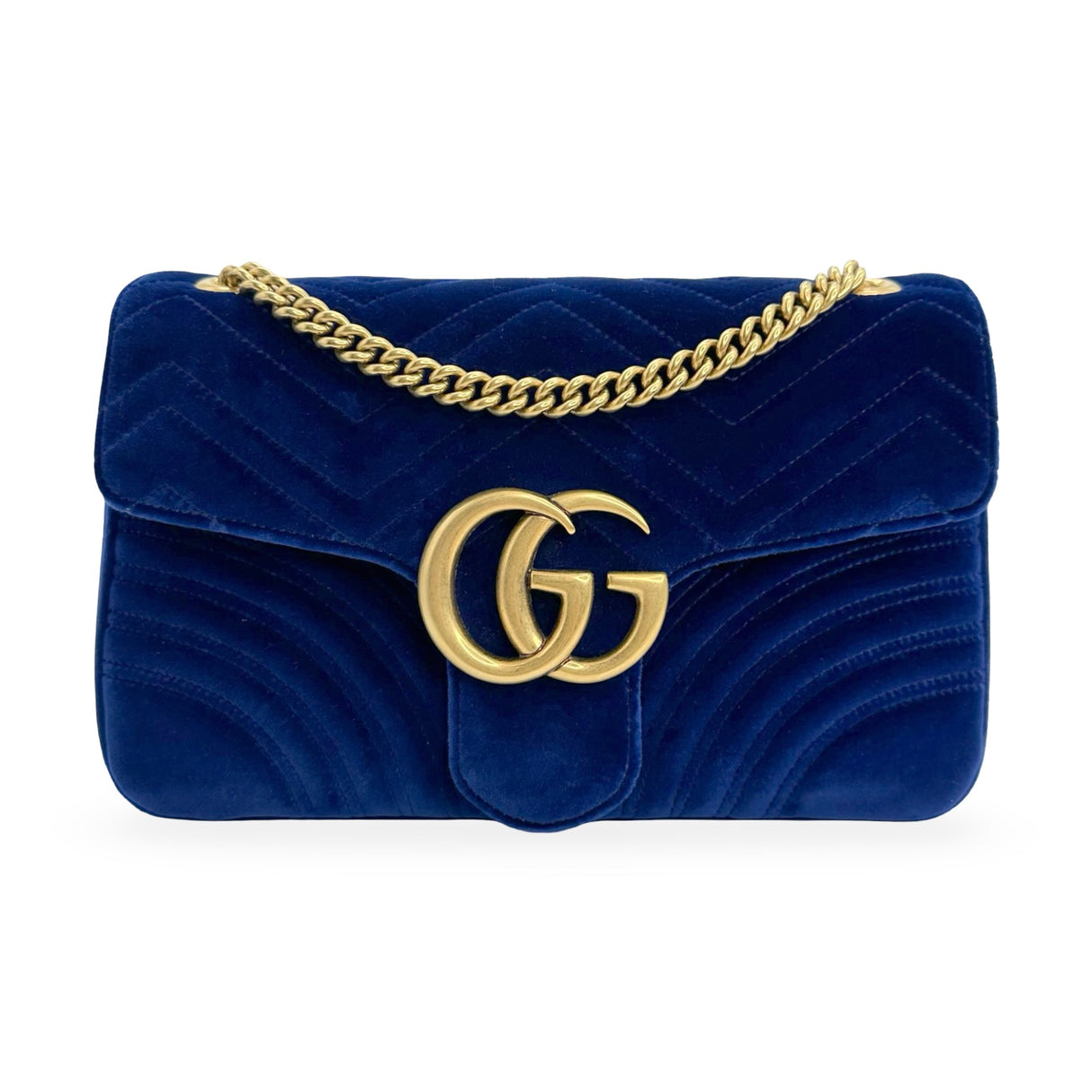 GUCCI: Quilted Velvet GG Marmont Large Chain Flap Bag
