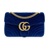 GUCCI: Quilted Velvet GG Marmont Large Chain Flap Bag
