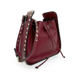 VALENTINO: Grainy Calfskin Rockstud Small Bucket Bag