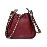 VALENTINO: Grainy Calfskin Rockstud Small Bucket Bag