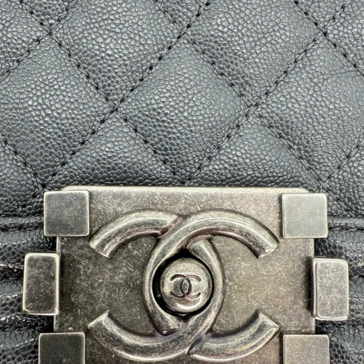 Quilted Caviar Old Medium Boy Bag