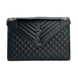 SAINT LAURENT: Triquilt Grain de Poudre Large Envelope Flap Bag