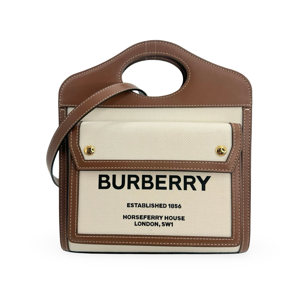 BURBERRY: Canvas Mini Pocket Top Handle