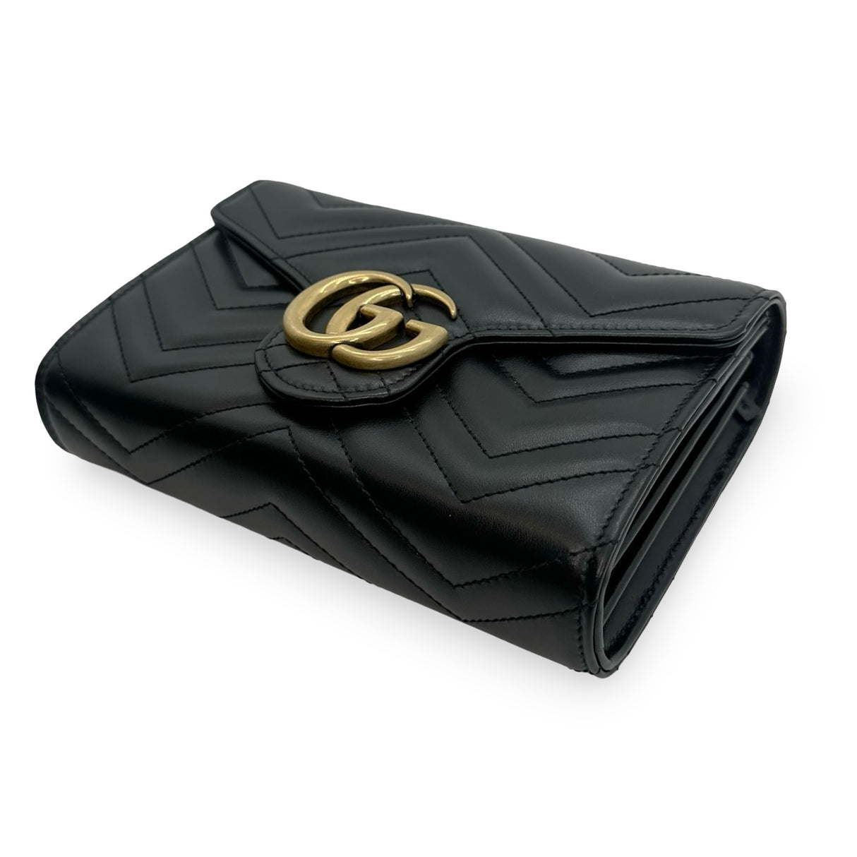 GUCCI: Quilted Leather GG Marmont Chain Wallet