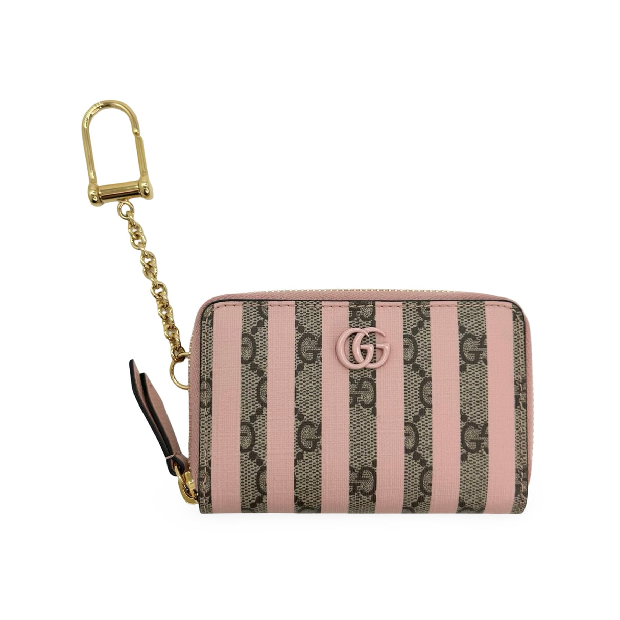 GUCCI: GG Supreme Stripes Zip Around Key Wallet