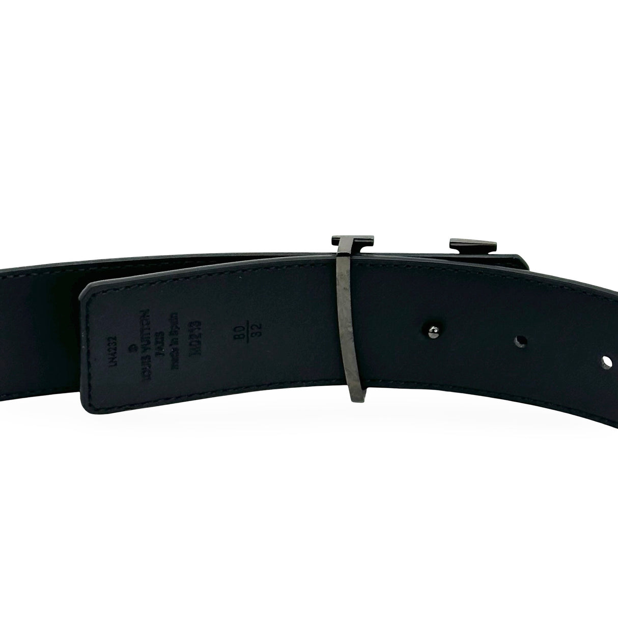 LOUIS VUITTON: Damier Graphite Initiales Reversible Belt