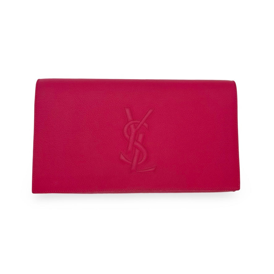 SAINT LAURENT: Leather Large Belle de Jour Clutch