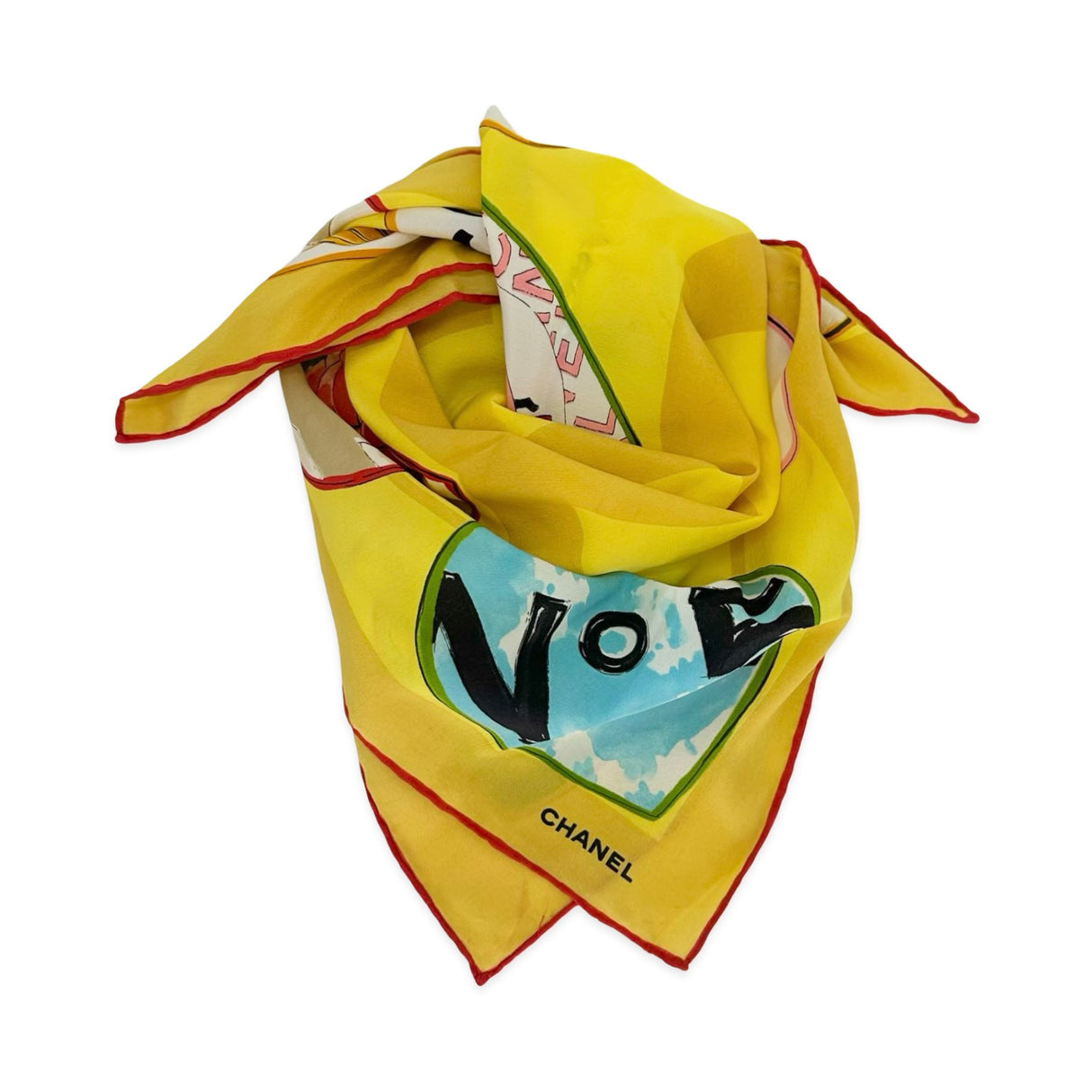CHANEL: Silk Coco Hearts Scarf