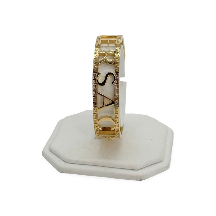 VERSACE: Logo Cuff Bracelet