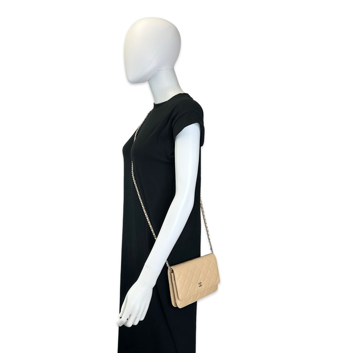 Quilted Caviar Classic Wallet on a Chain